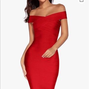 Women's Bandage Dress Off The Shoulder Spaghetti Bodycon Club Party Dress